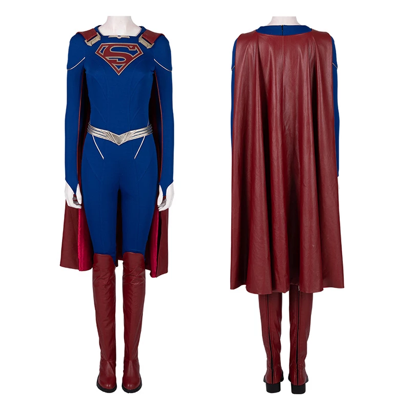 Super Woman Kara Danvers Blue Halloween Cosplay Costume 3 Super Woman Kara Danvers Blue Halloween Cosplay Costume