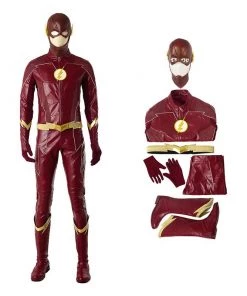 TF Season 4 Barry Allen Cosplay Costume Leather Deluxe Suit