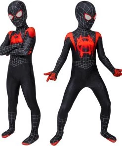 Kids Miles Morales Costume Spider-Man Into the Spider-Verse Cosplay Suit